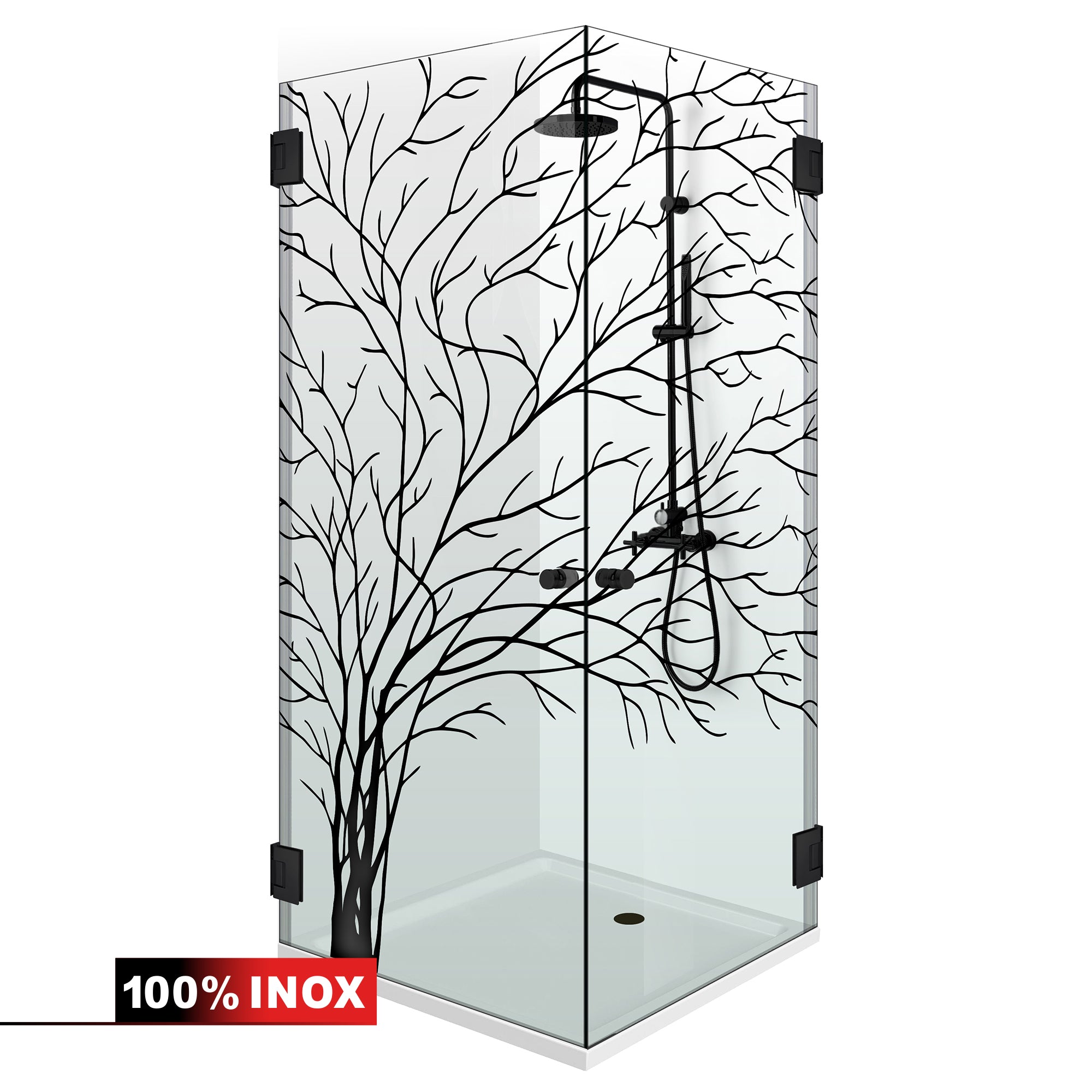 Shower enclosure with hinged door #Clear