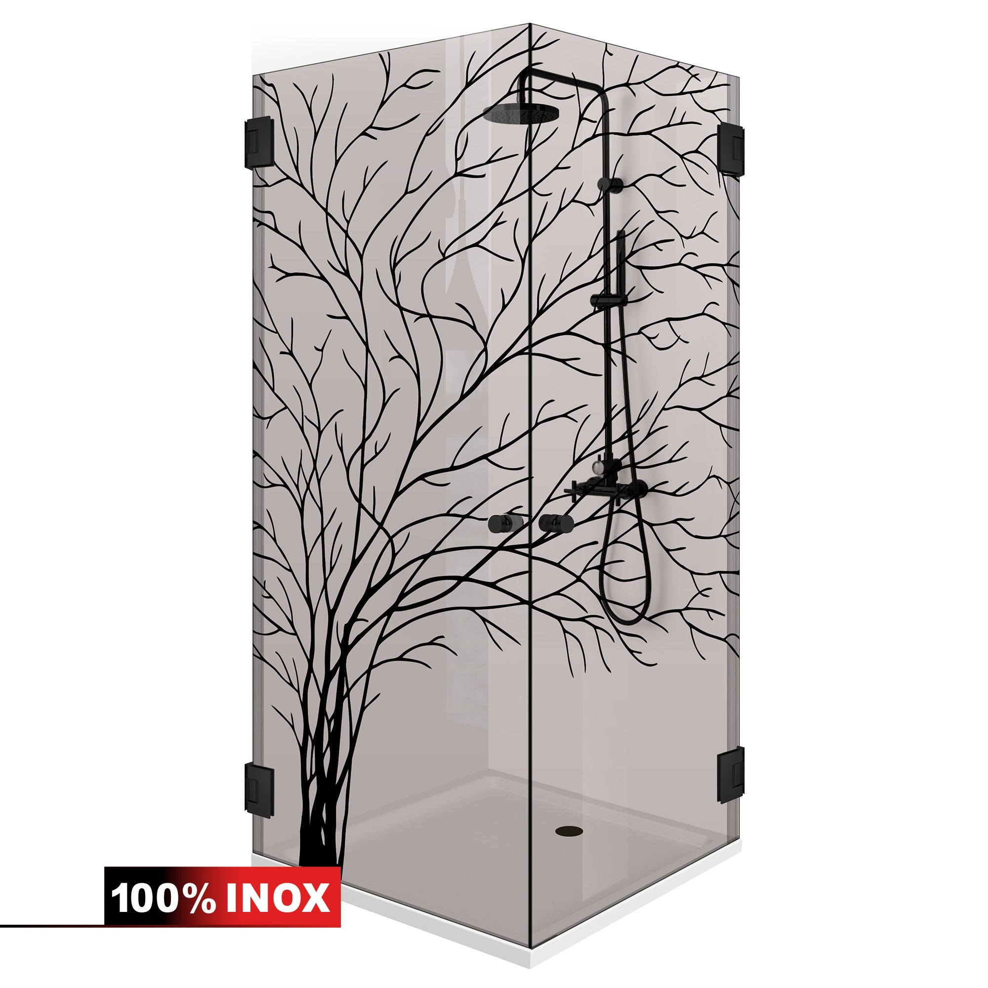 Shower enclosure with hinged door #Bronze