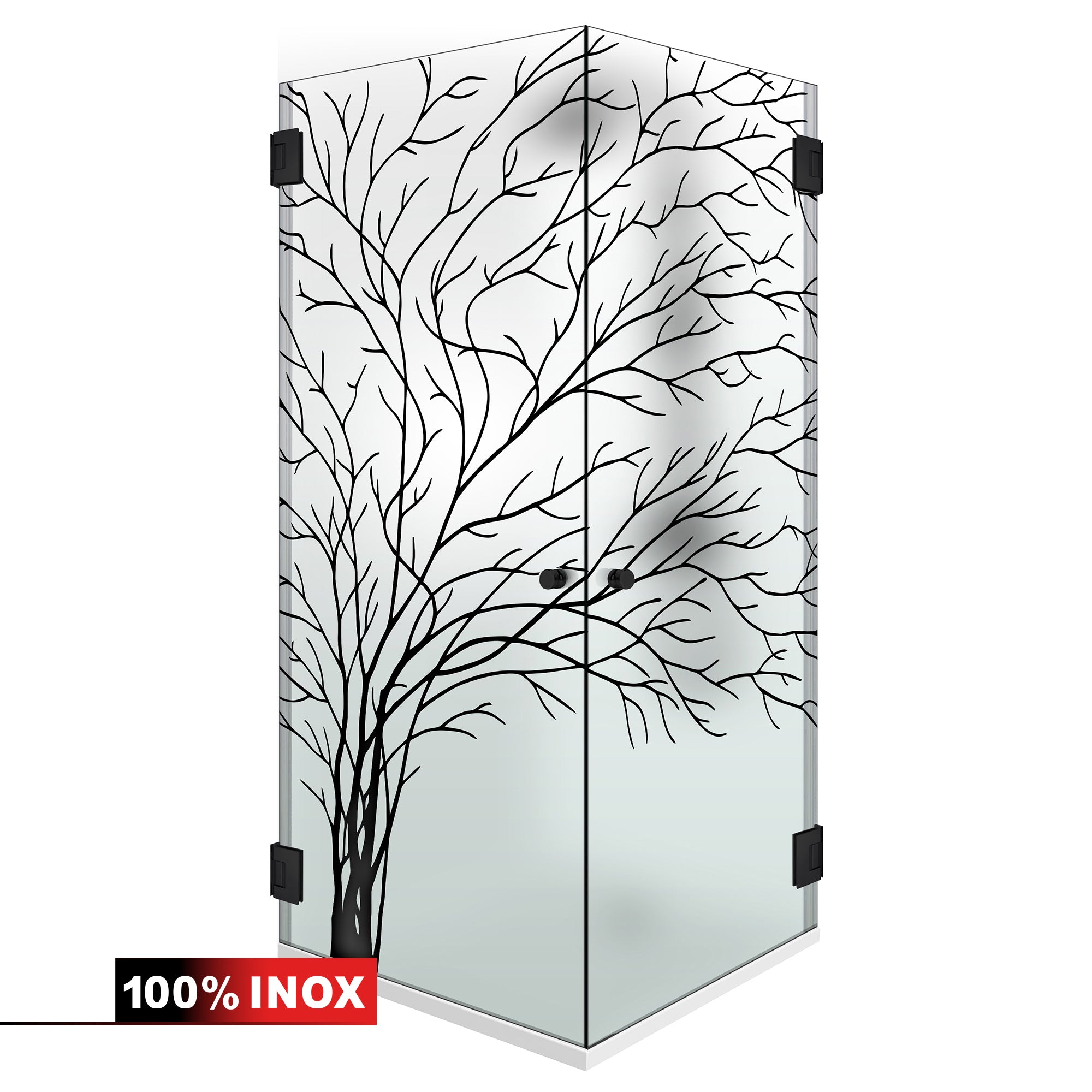 Shower enclosure with hinged door #Satiné