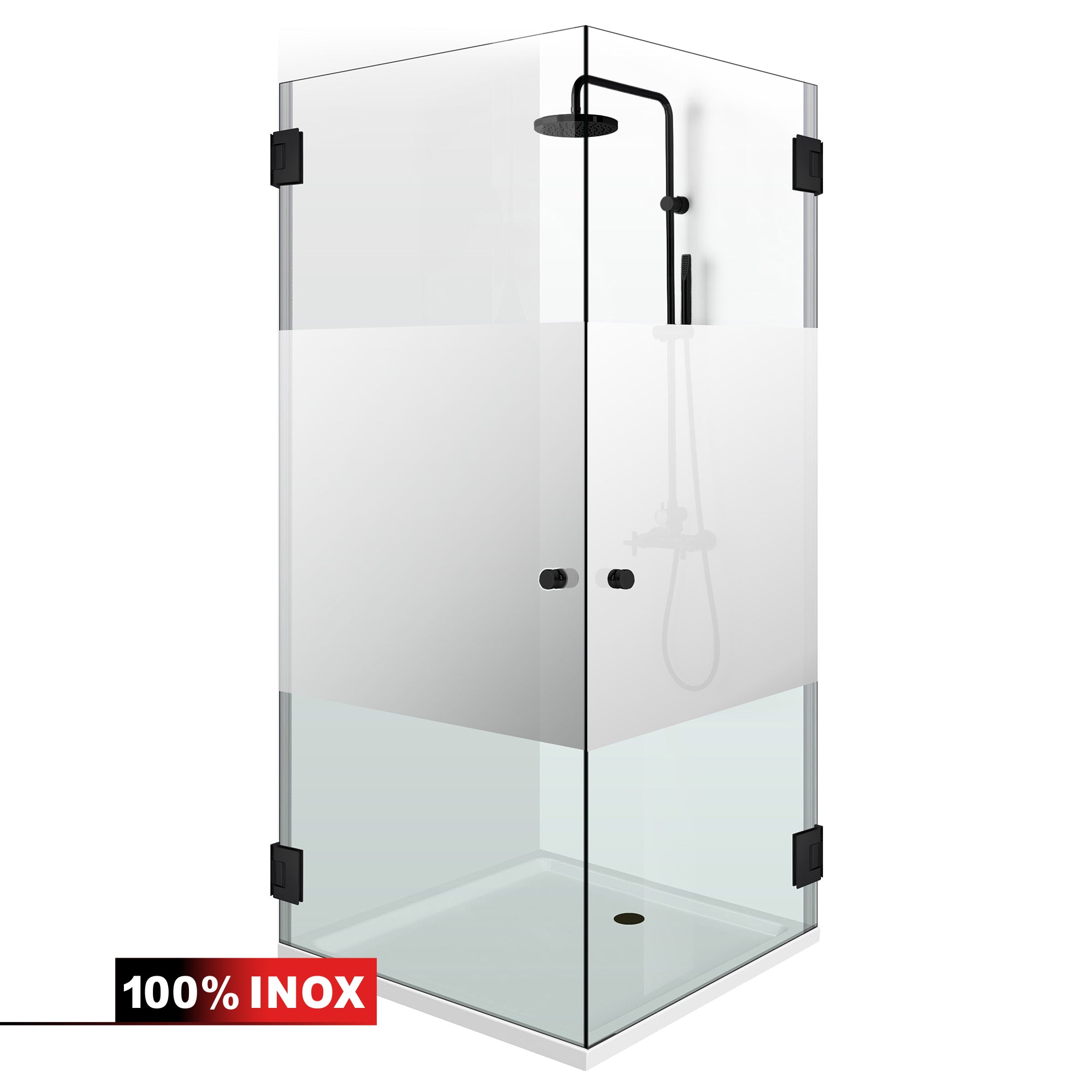 Shower enclosure with hinged door #Clear