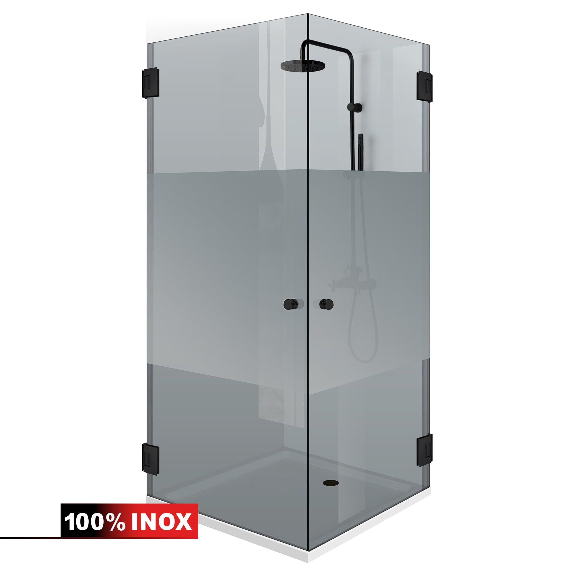 Shower enclosure with hinged door #Grey