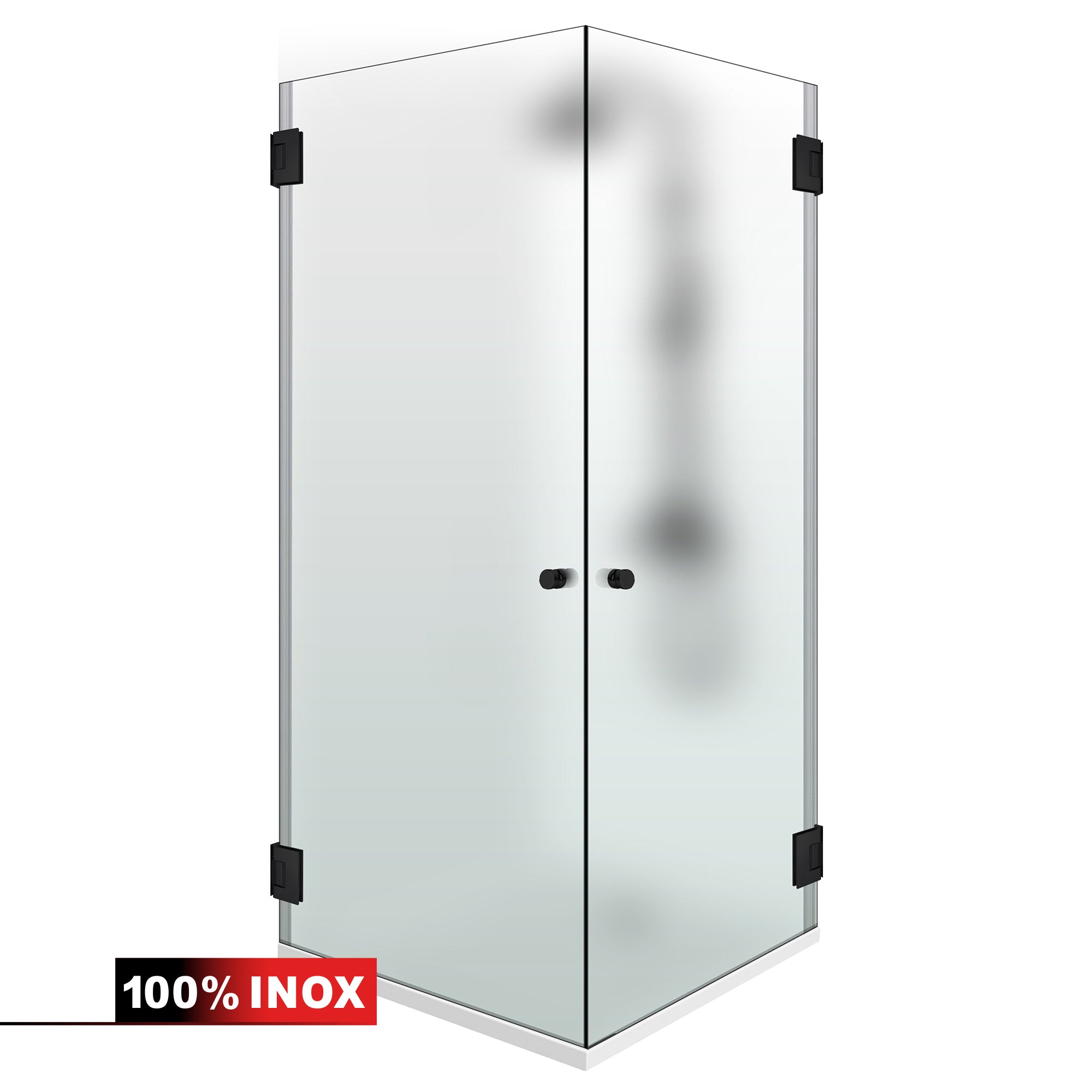 Shower enclosure with hinged door #Satiné