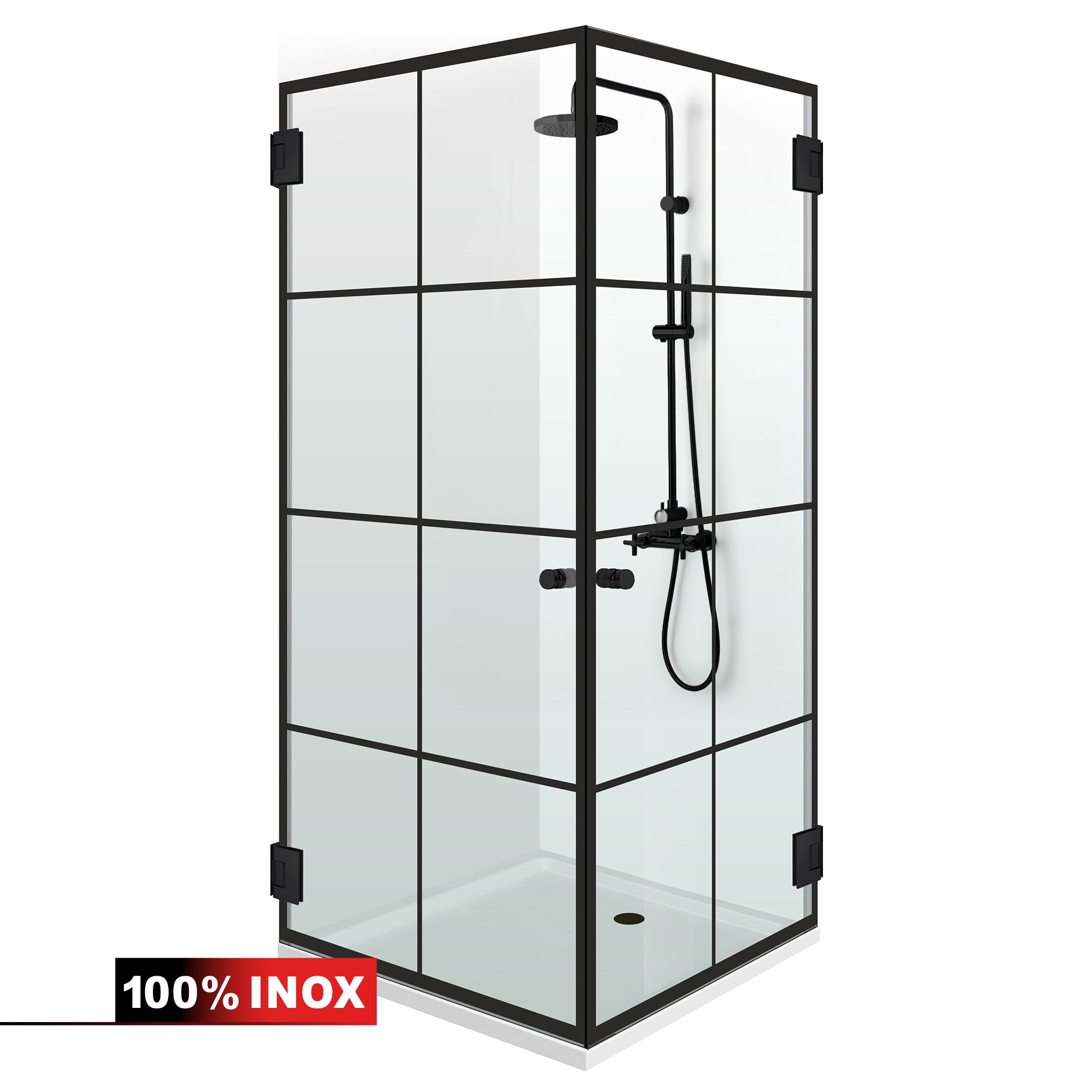 Shower enclosure with hinged door #Clear