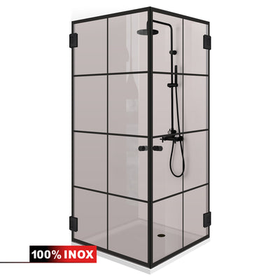 Shower enclosure with hinged door #Bronze