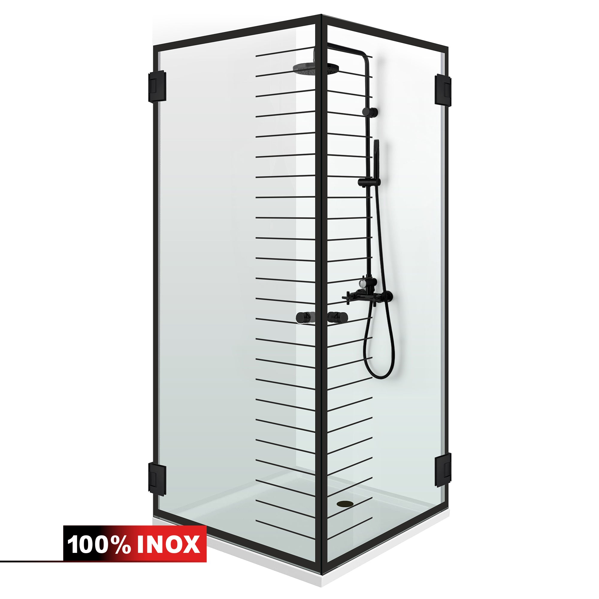 Shower enclosure with hinged door #Clear