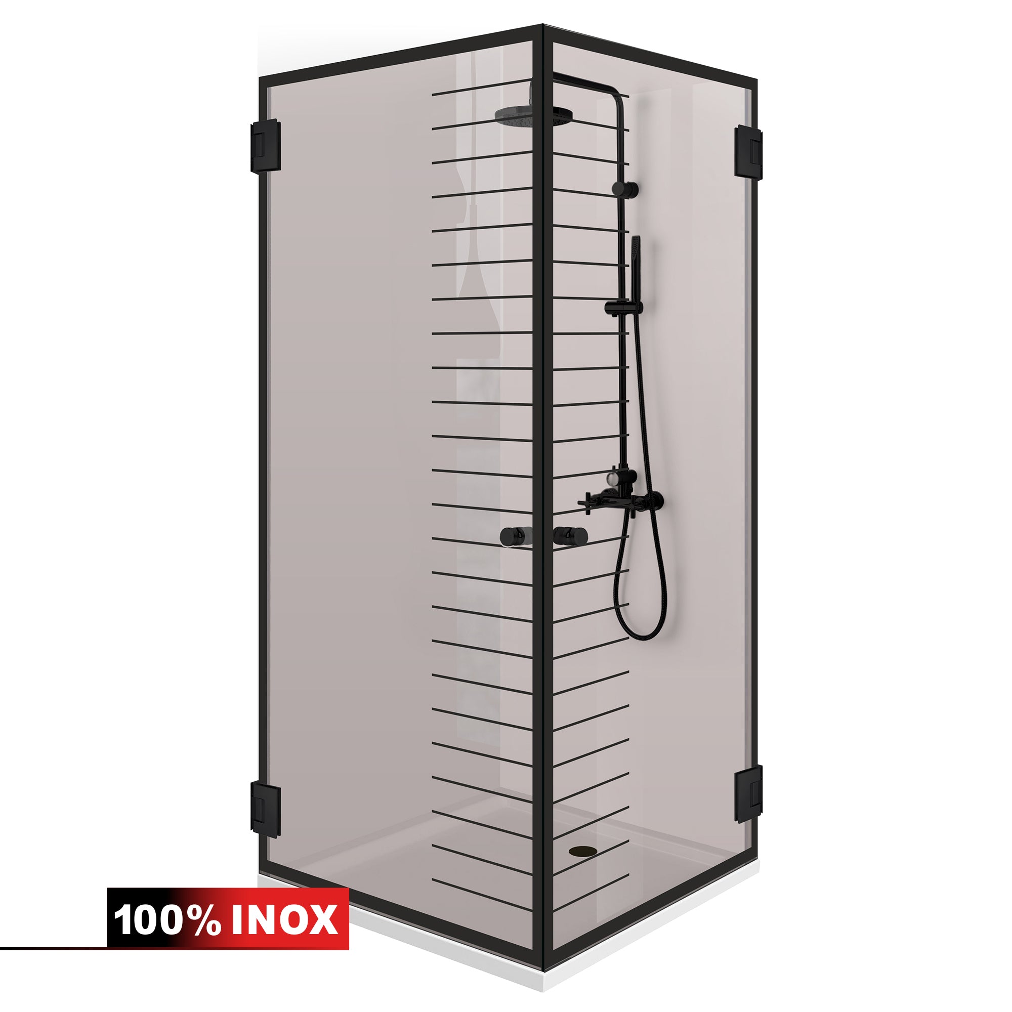 Shower enclosure with hinged door #Bronze