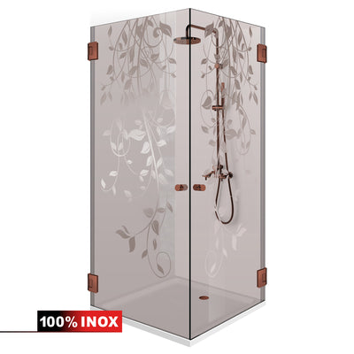 Shower enclosure with hinged door #Bronze