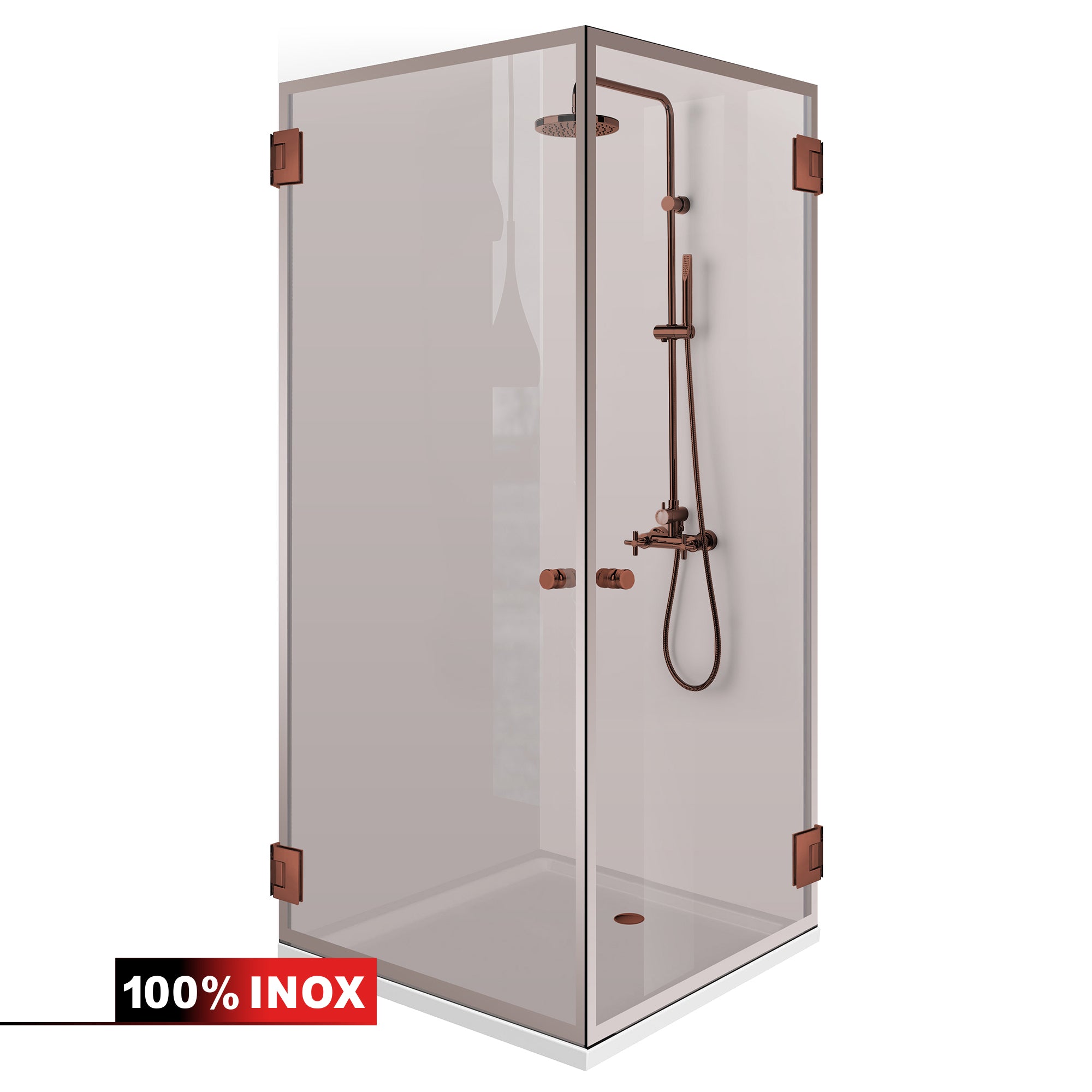 Shower enclosure with hinged door #Bronze