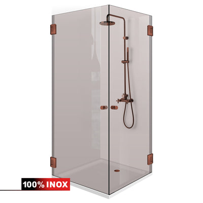 Shower enclosure with hinged door #Bronze