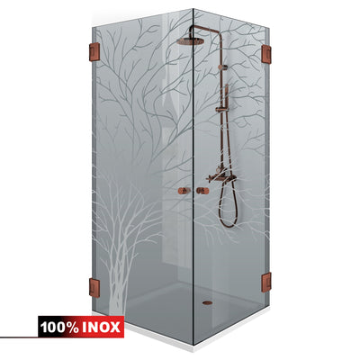 Shower enclosure with hinged door #Bronze