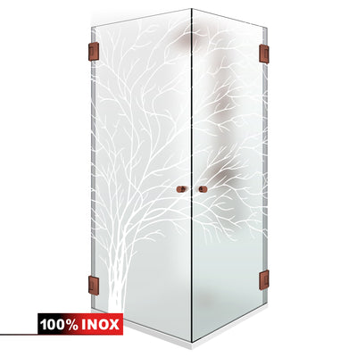 Shower enclosure with hinged door #Satiné