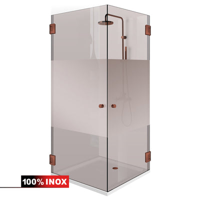 Shower enclosure with hinged door #Bronze