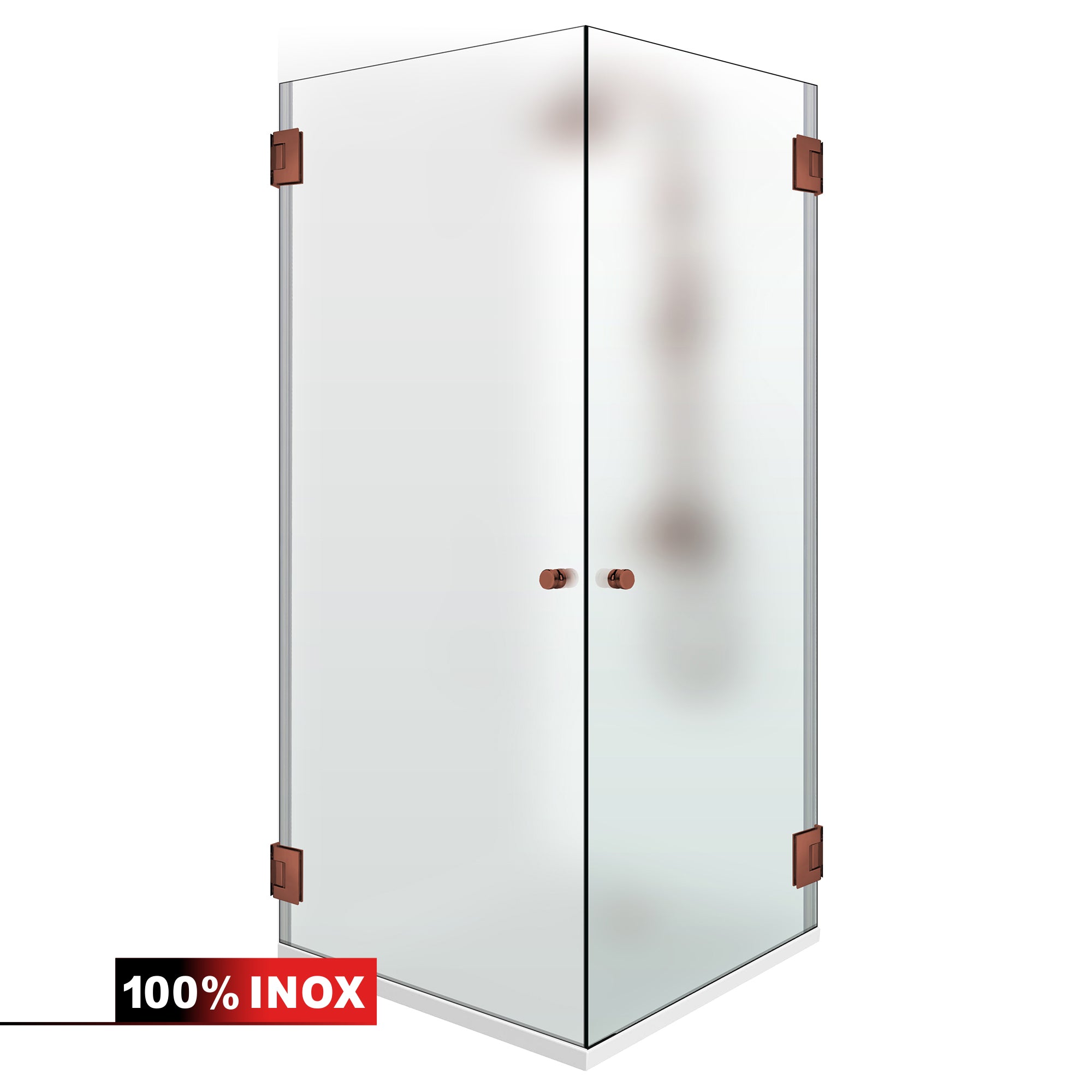 Shower enclosure with hinged door #Satiné