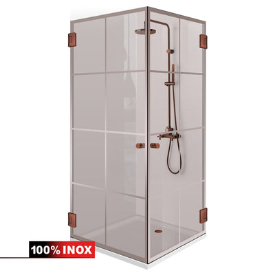 Shower enclosure with hinged door #Bronze