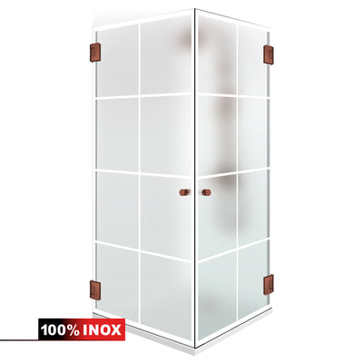 Shower enclosure with hinged door #Satiné
