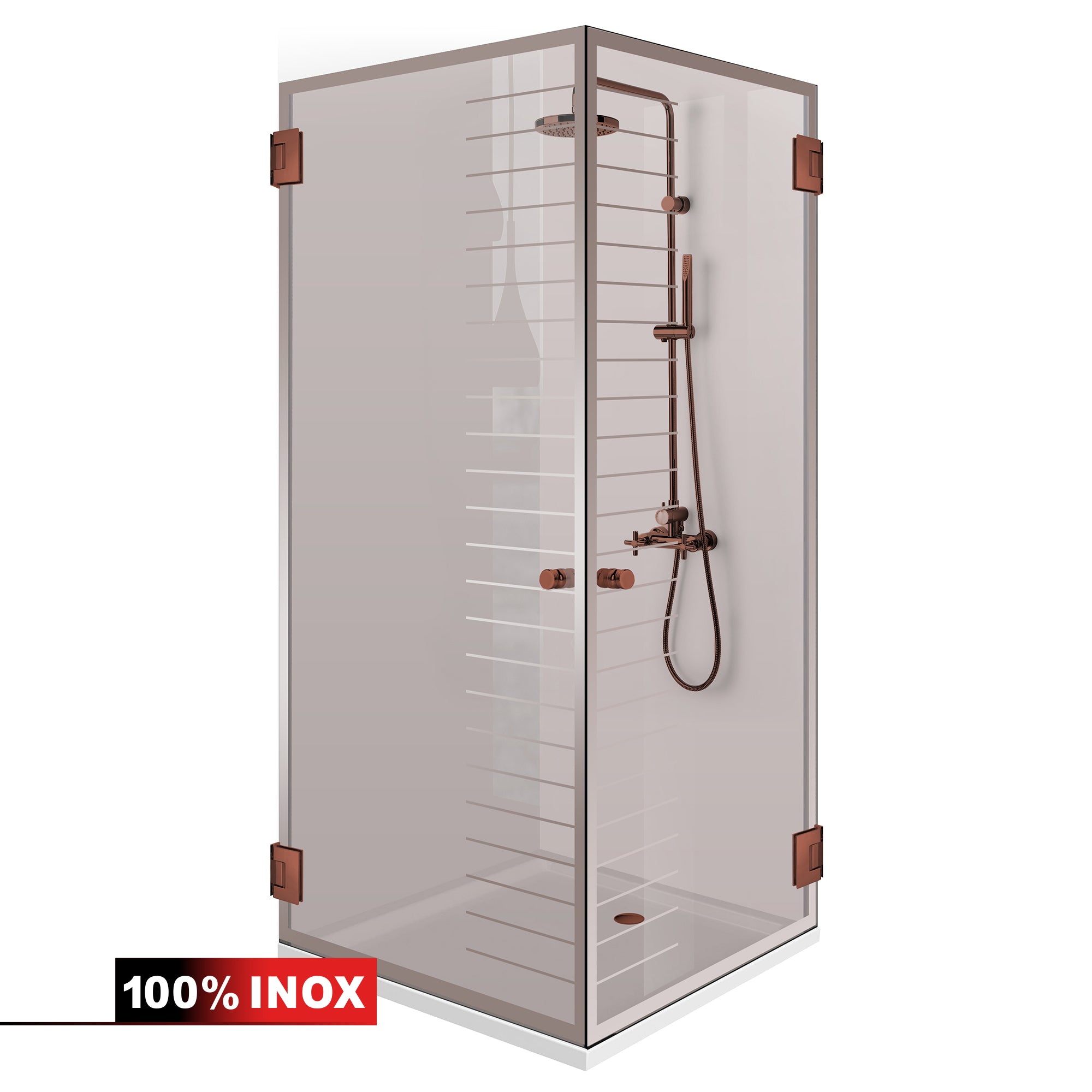 Shower enclosure with hinged door #Bronze