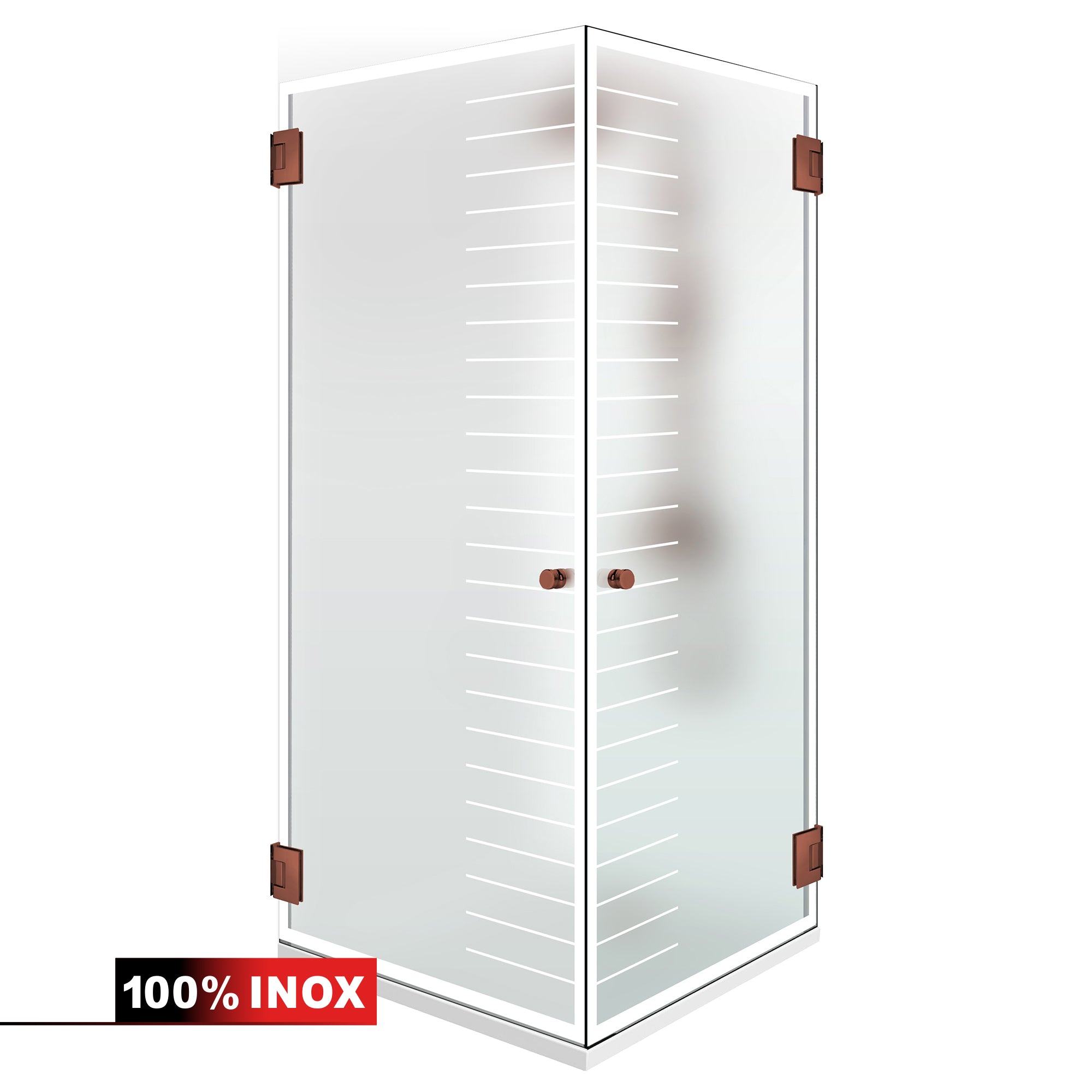 Shower enclosure with hinged door #Satiné
