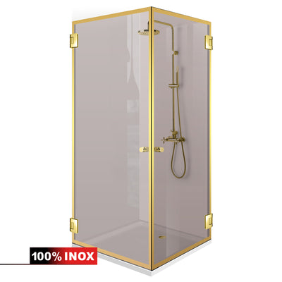 Shower enclosure with hinged door #Bronze