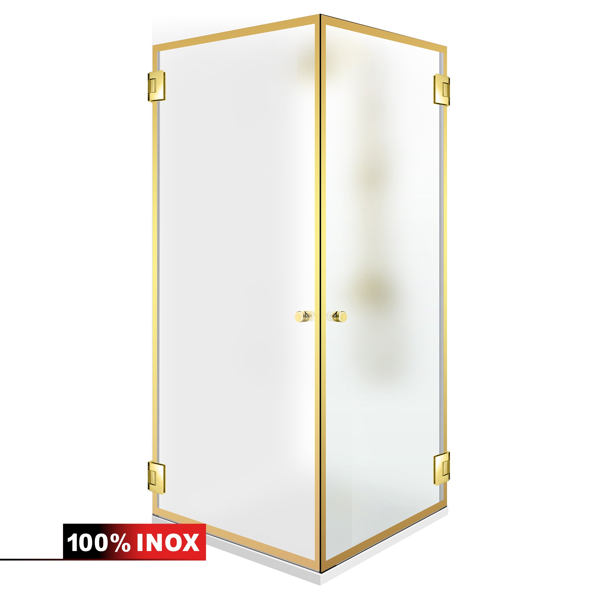 Shower enclosure with hinged door #Satiné