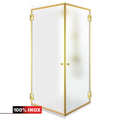 Shower enclosure with hinged door #Satiné