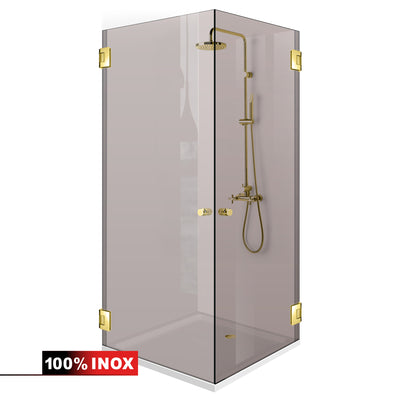 Shower enclosure with hinged door #Bronze