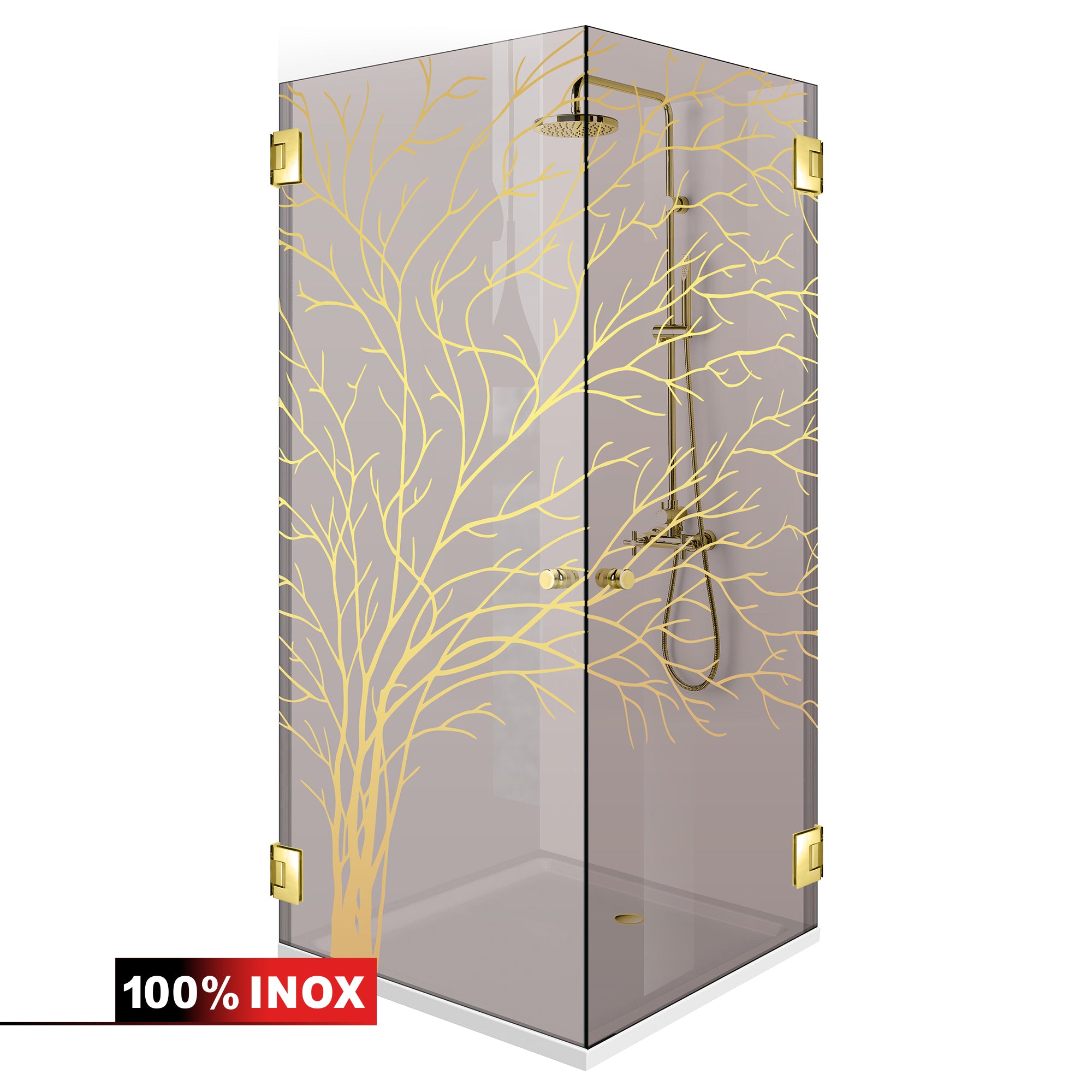 Shower enclosure with hinged door #Bronze