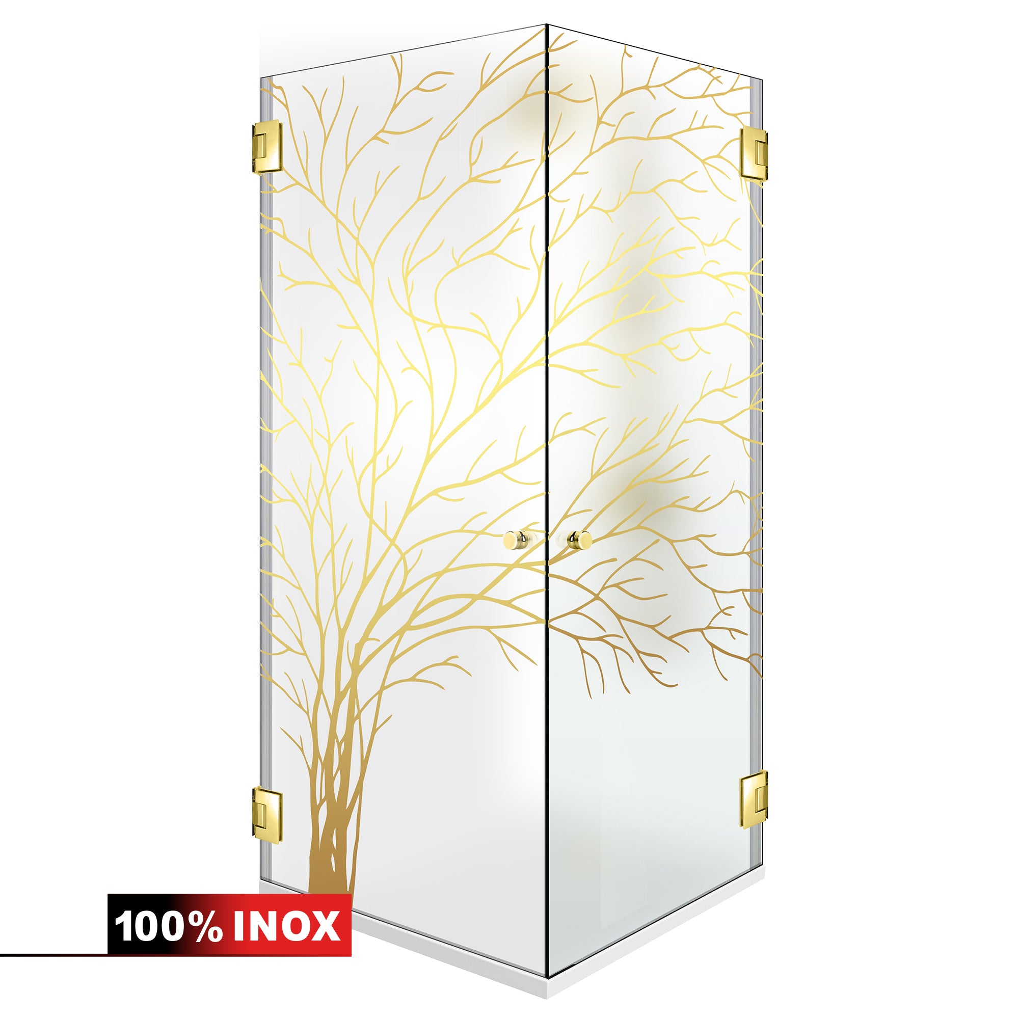Shower enclosure with hinged door #Satiné