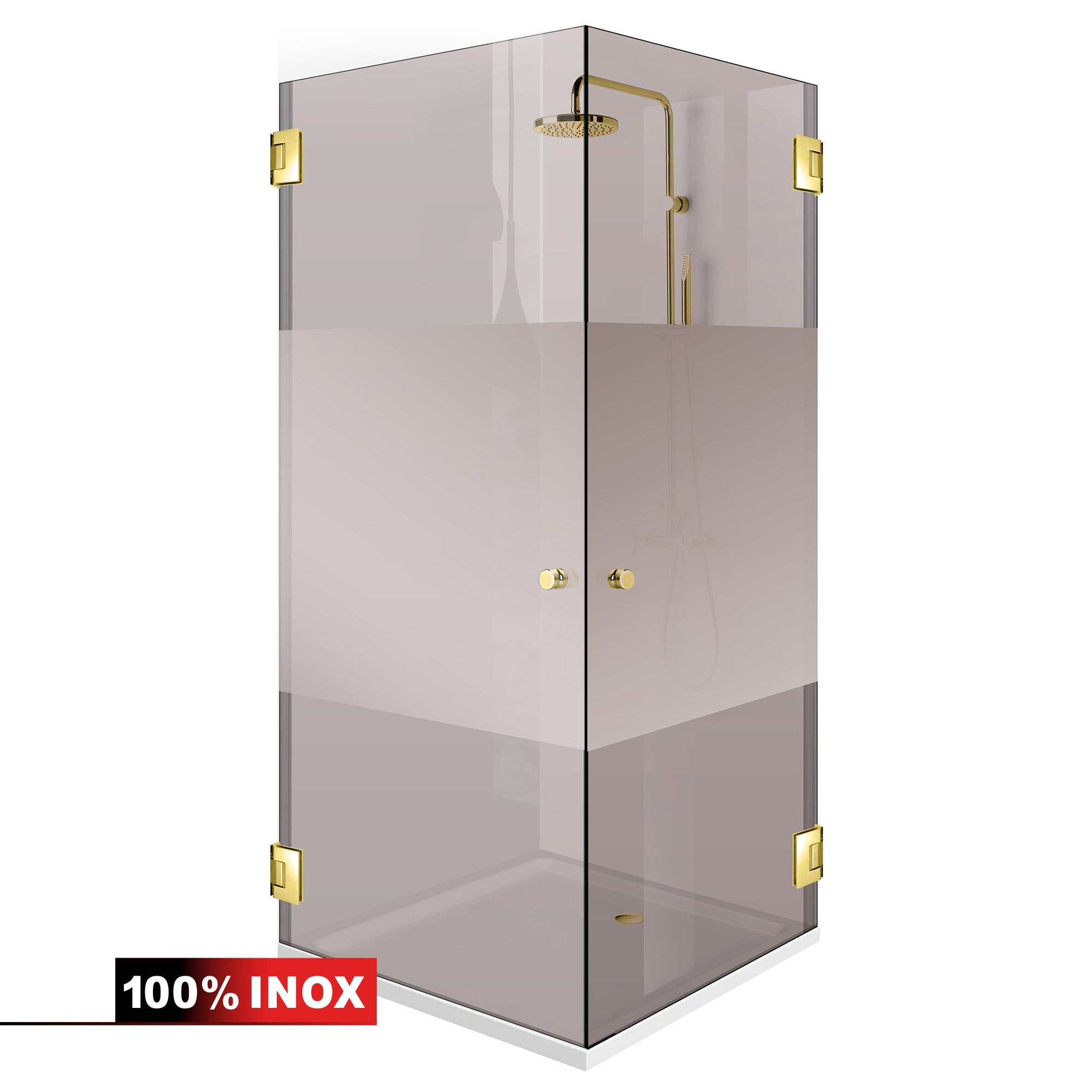 Shower enclosure with hinged door #Bronze