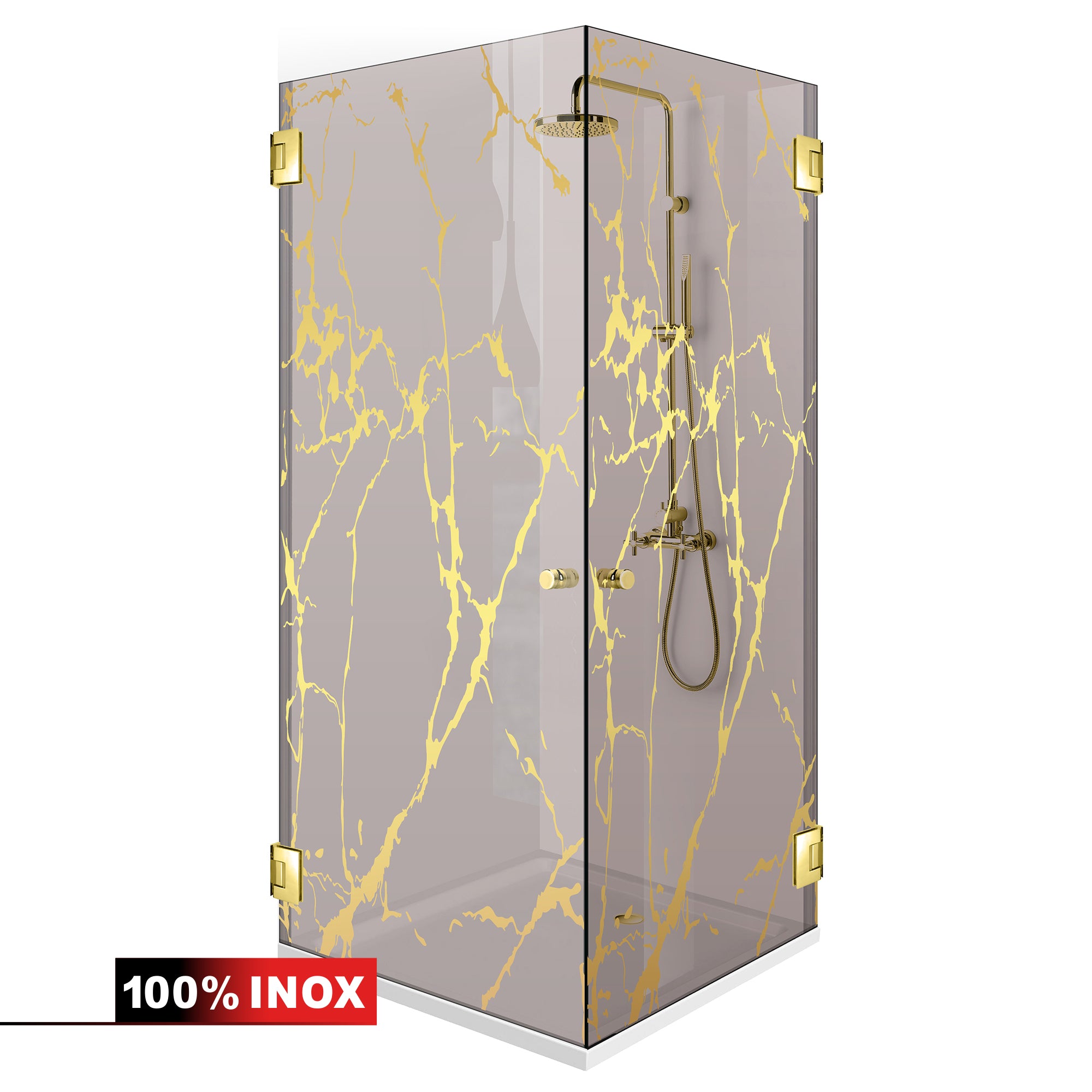 Shower enclosure with hinged door #Bronze