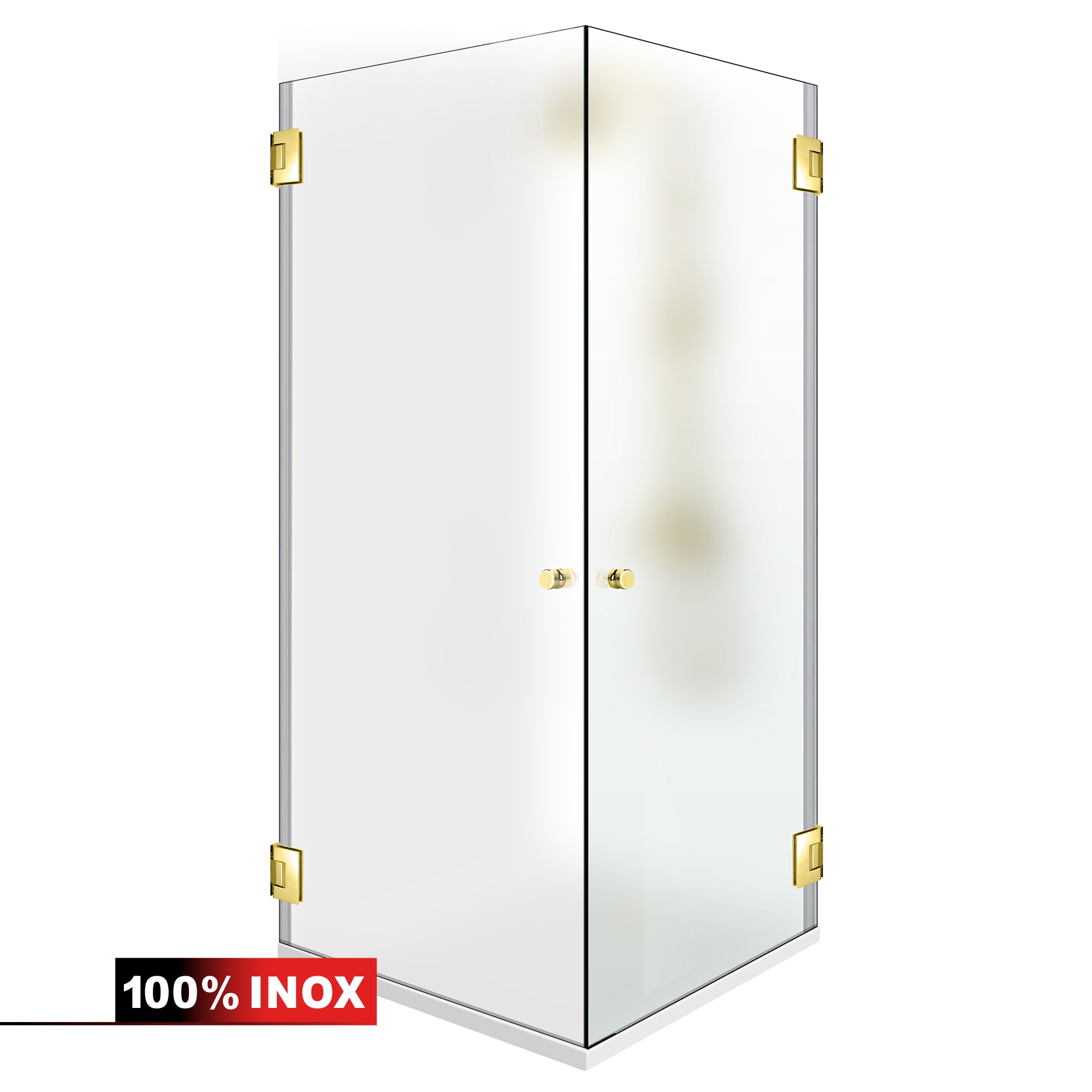 Shower enclosure with hinged door #Satiné