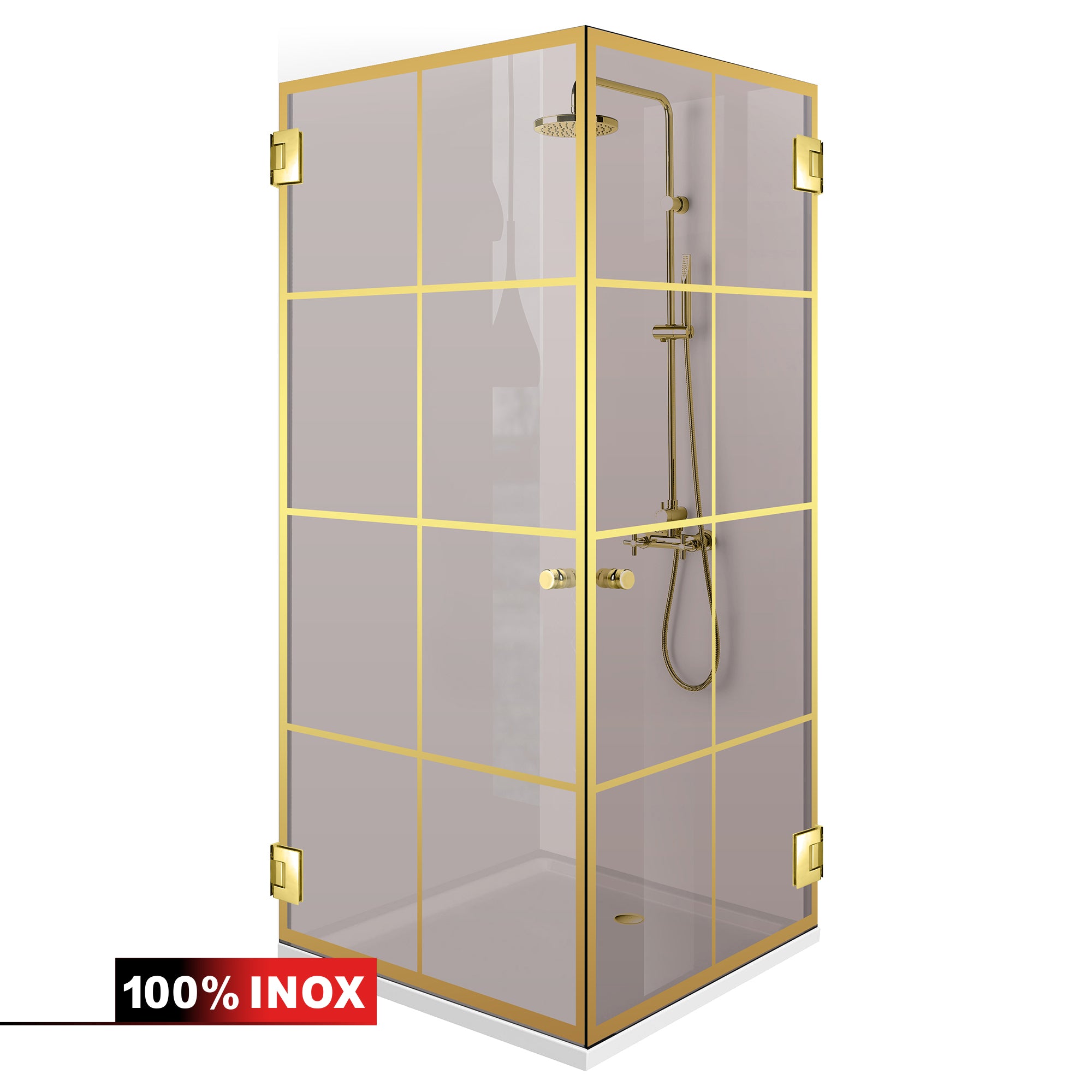 Shower enclosure with hinged door #Bronze