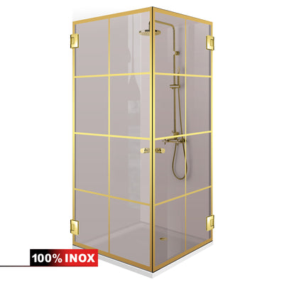 Shower enclosure with hinged door #Bronze