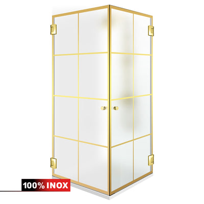 Shower enclosure with hinged door #Satiné