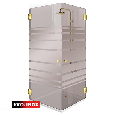 Shower enclosure with hinged door #Bronze