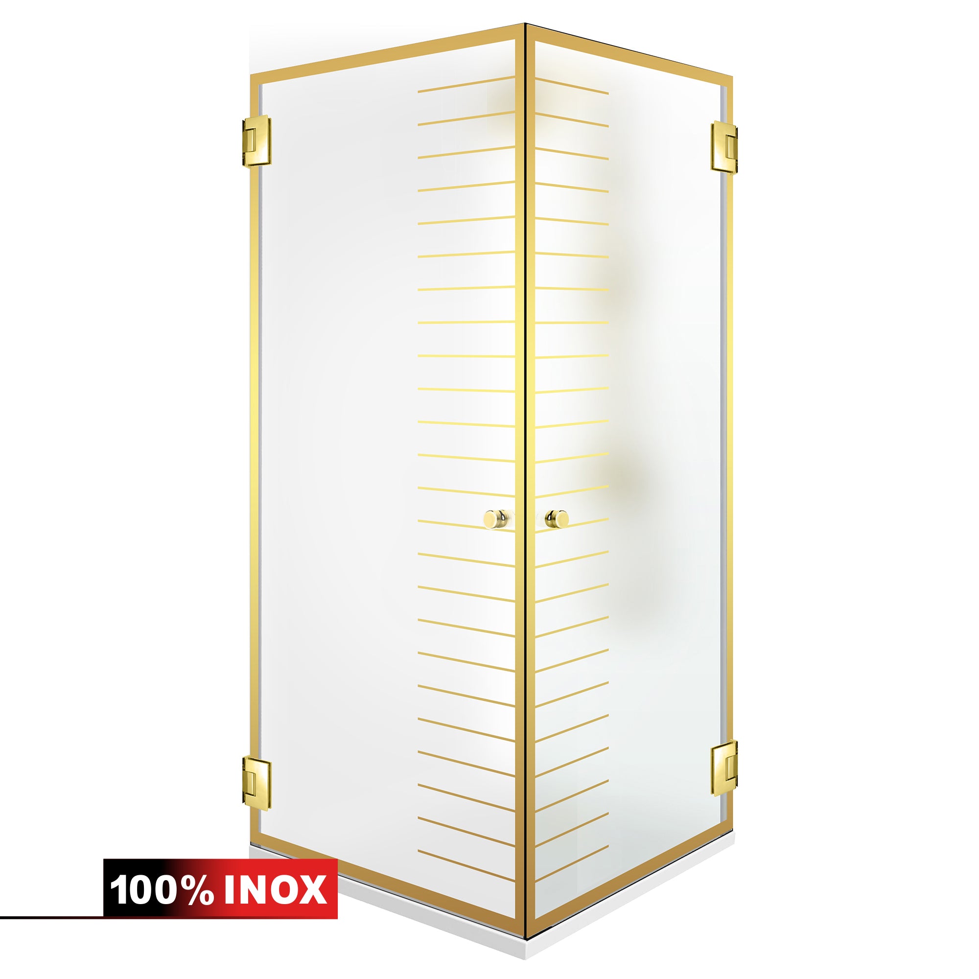 Shower enclosure with hinged door #Satiné