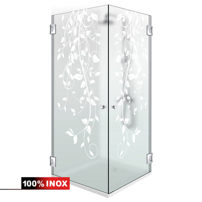 Shower enclosure with hinged door #Satiné