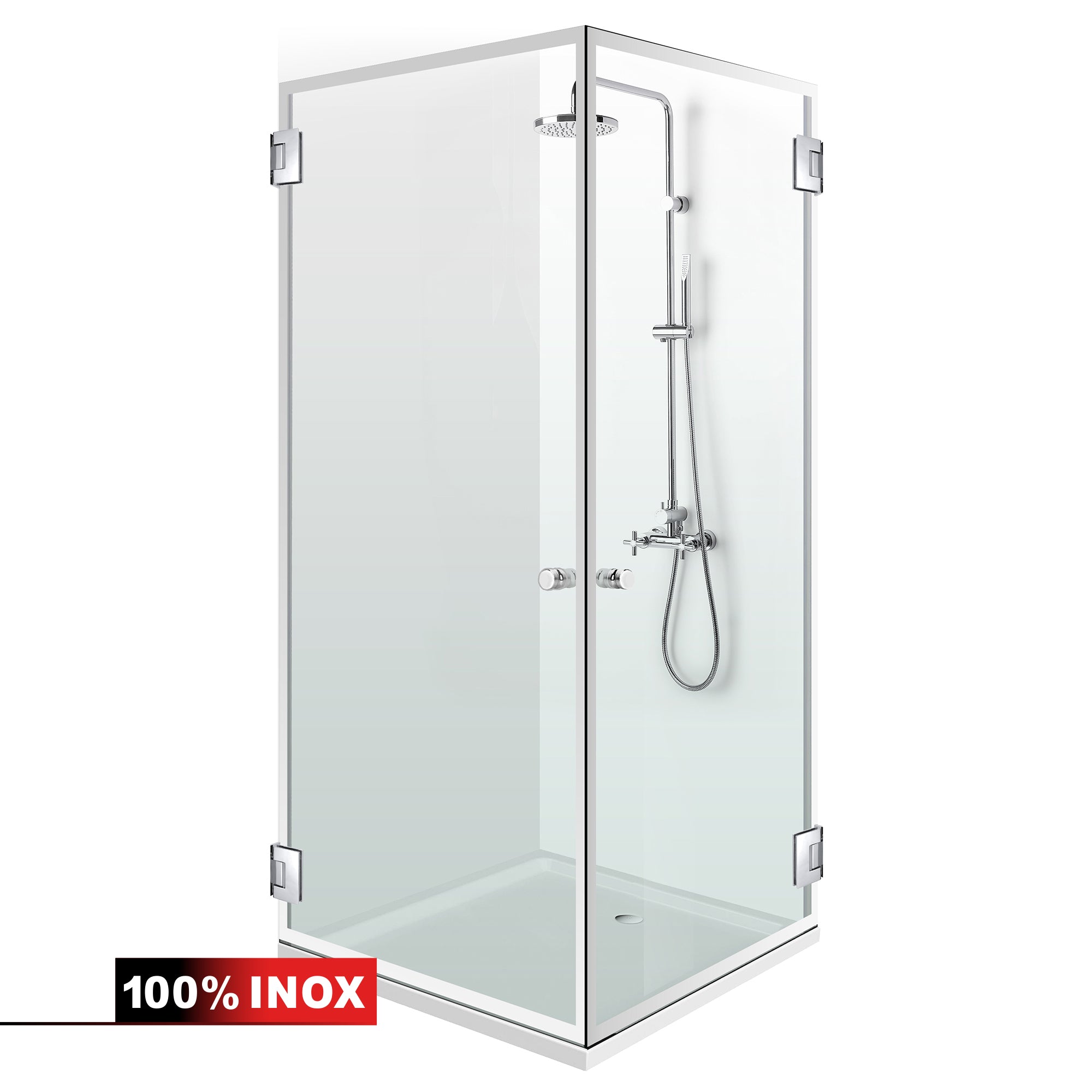 Shower enclosure with hinged door #Clear