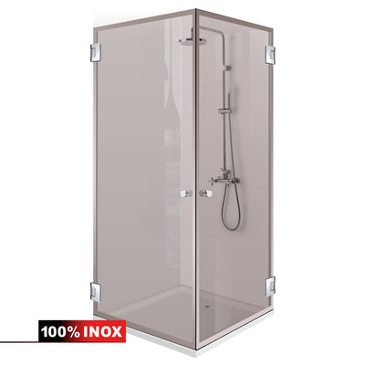 Shower enclosure with hinged door #Bronze