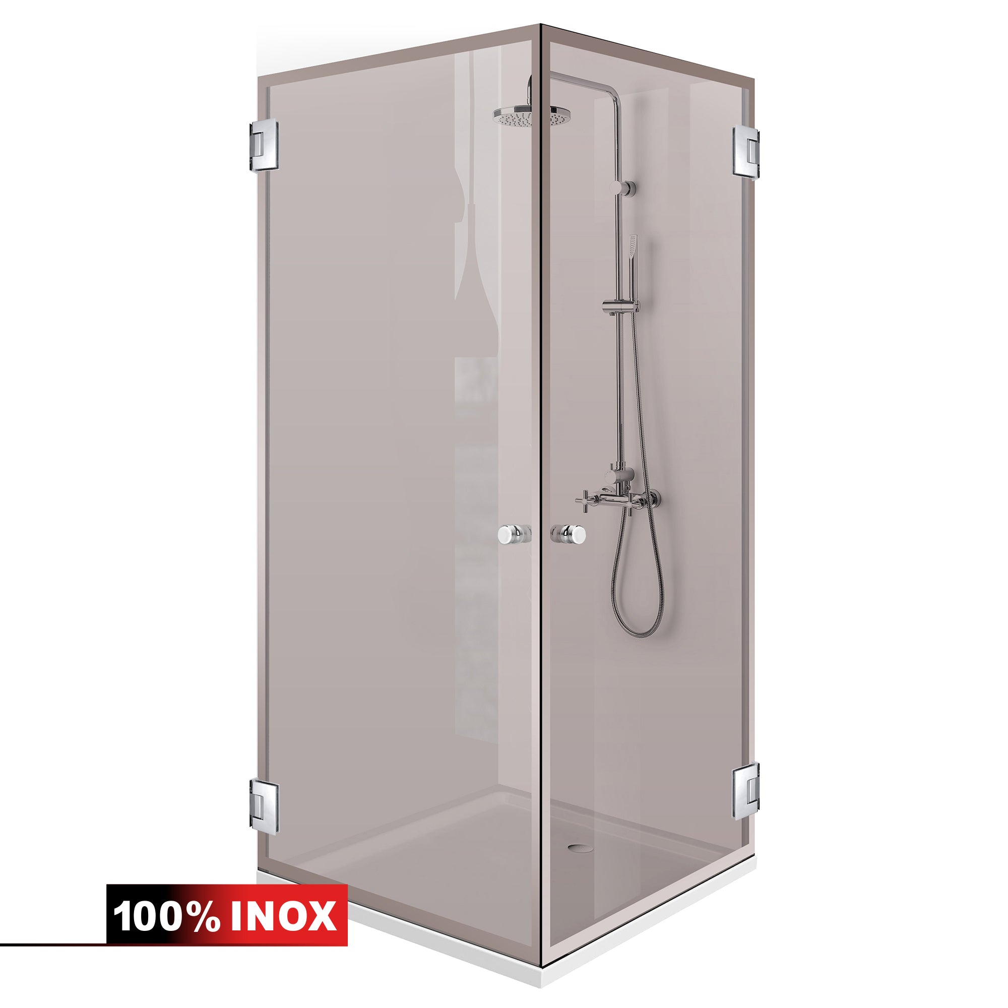 Shower enclosure with hinged door #Bronze
