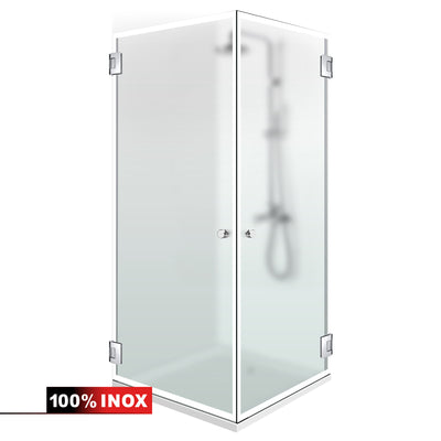 Shower enclosure with hinged door #Satiné