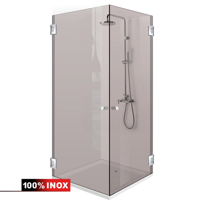 Shower enclosure with hinged door #Bronze