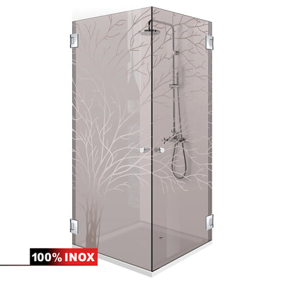 Shower enclosure with hinged door #Bronze