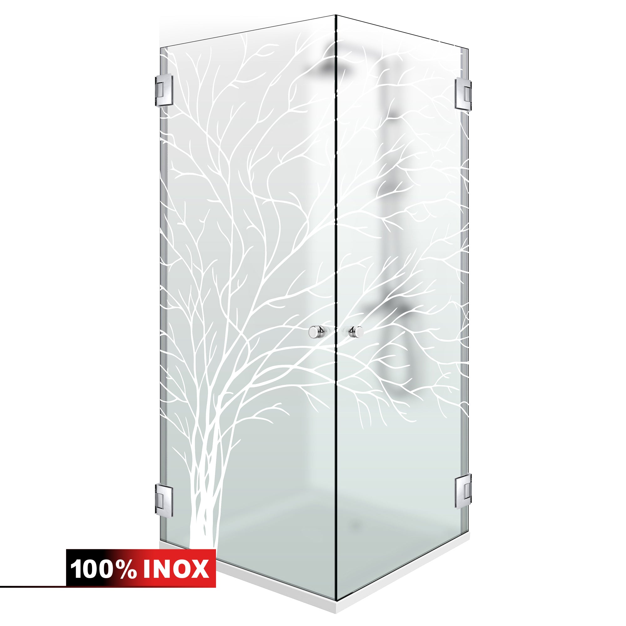 Shower enclosure with hinged door #Satiné