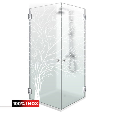 Shower enclosure with hinged door #Satiné