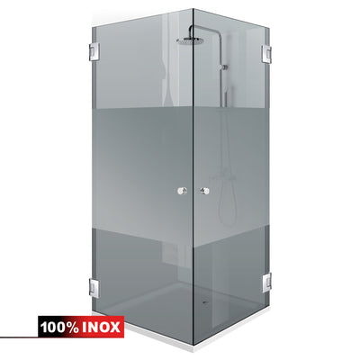 Shower enclosure with hinged door #Bronze