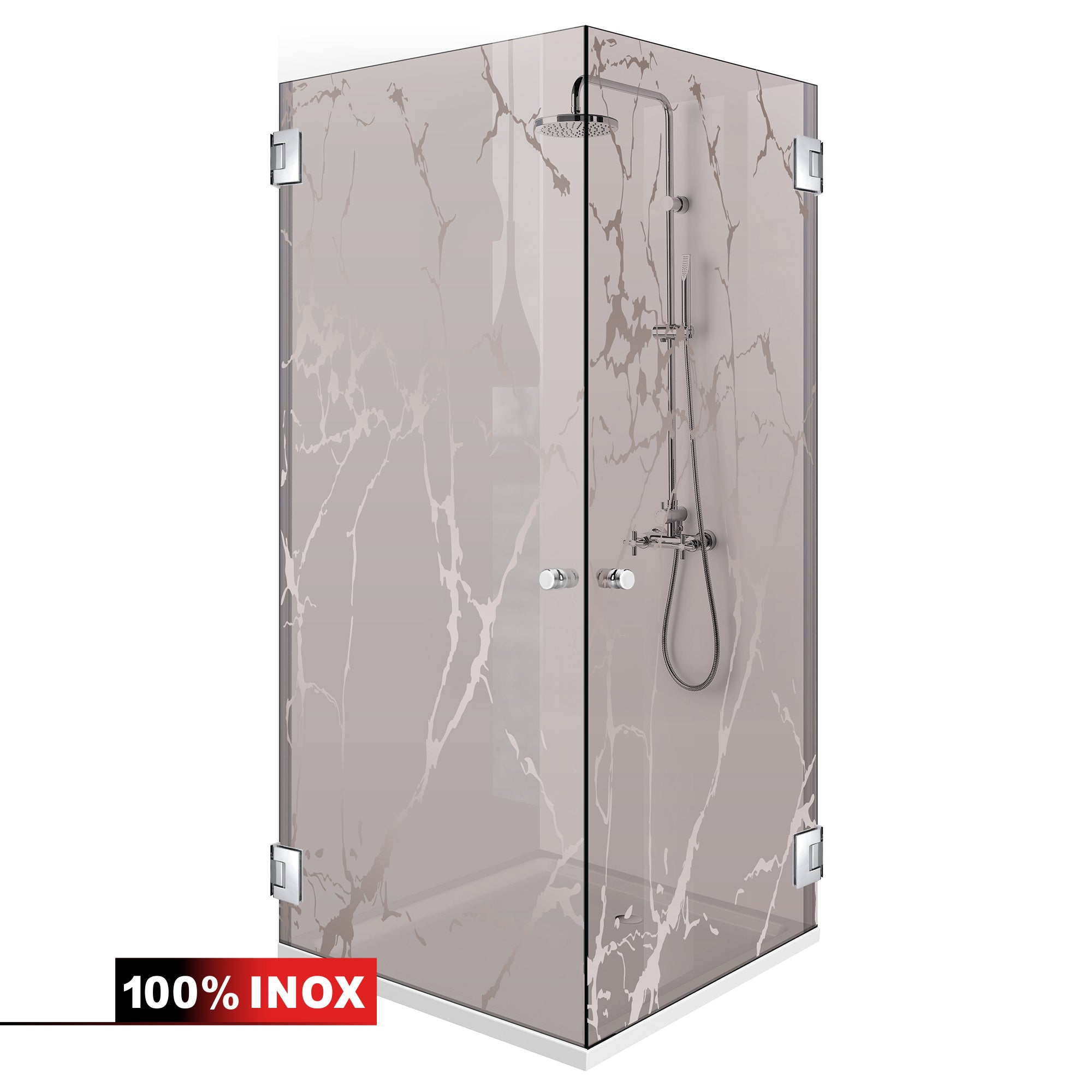 Shower enclosure with hinged door #Bronze