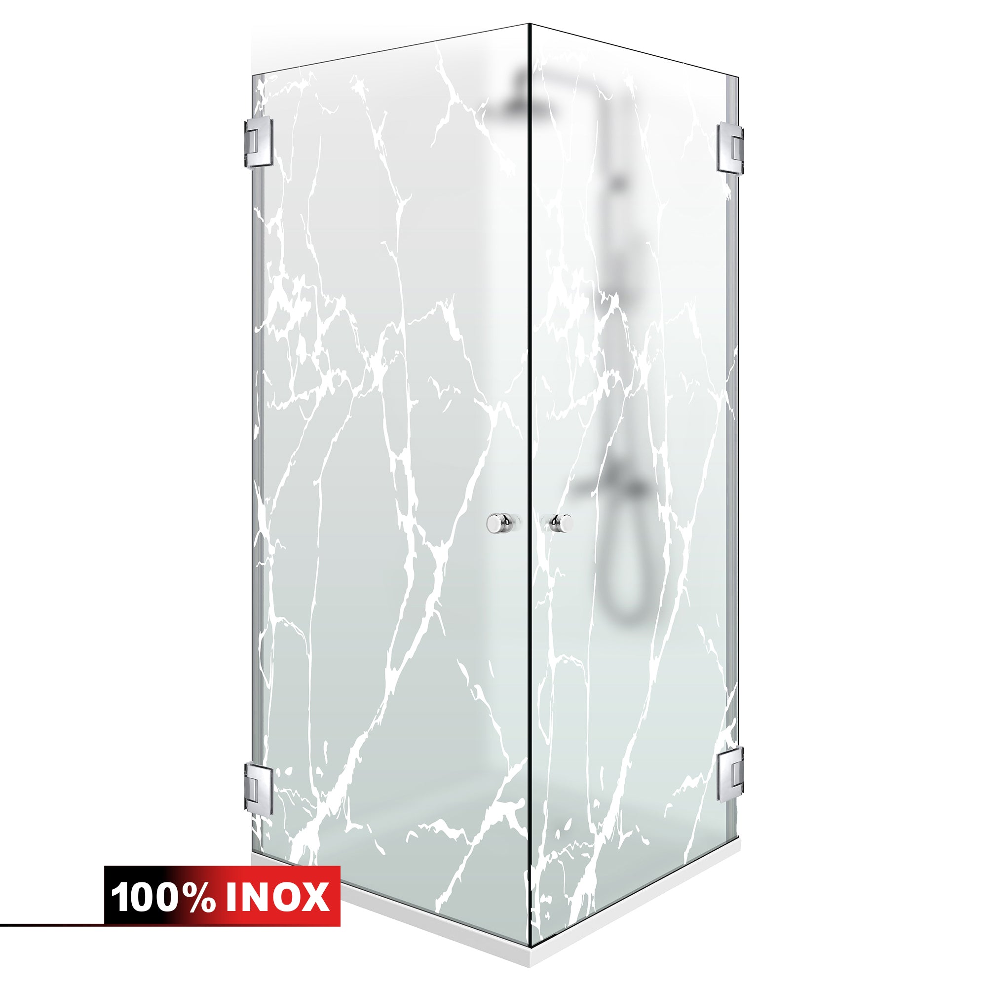 Shower enclosure with hinged door #Satiné