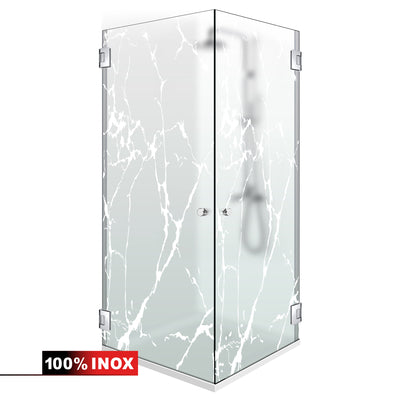 Shower enclosure with hinged door #Satiné
