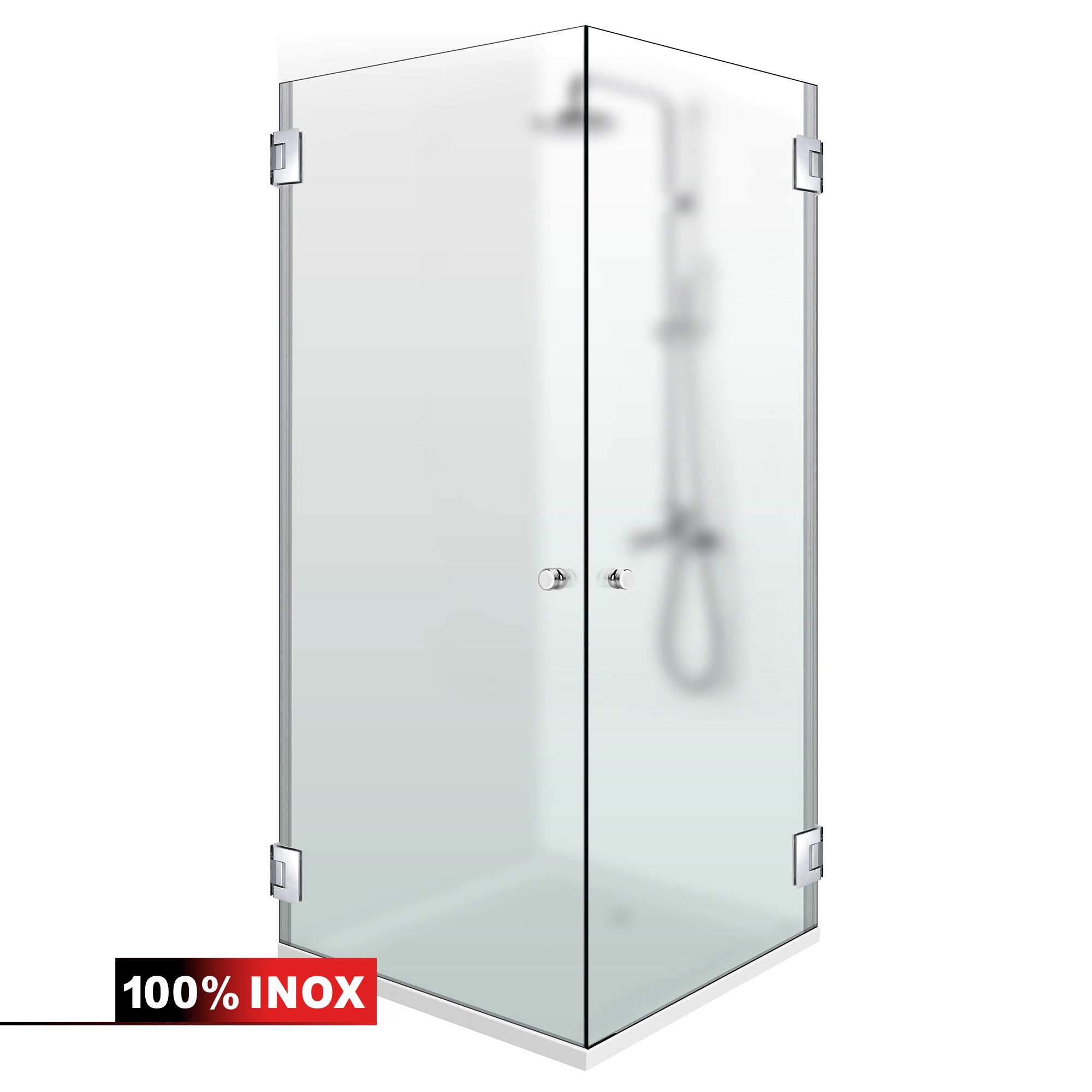 Shower enclosure with hinged door #Satiné