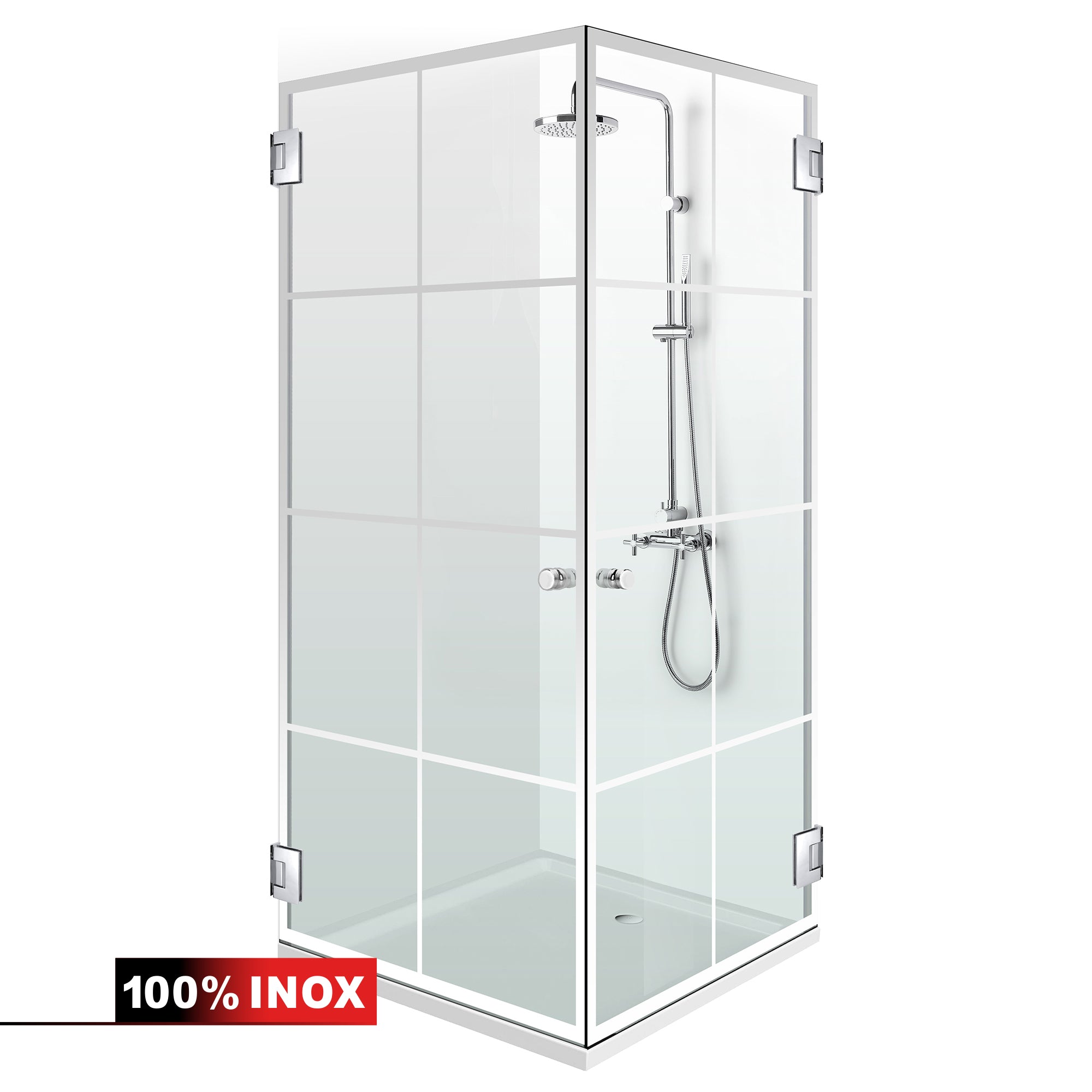 Shower enclosure with hinged door #Clear